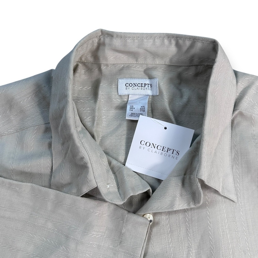 Concepts by Claiborne Mens Linen Blend Short Sleeve Button‎ Up Shirt XXL